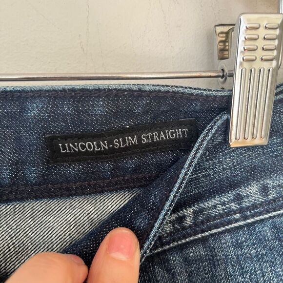 Guess Dark Wash Lincoln Slim Straight Mid Rise 100% Cotton Denim Jeans - Picture 7 of 11